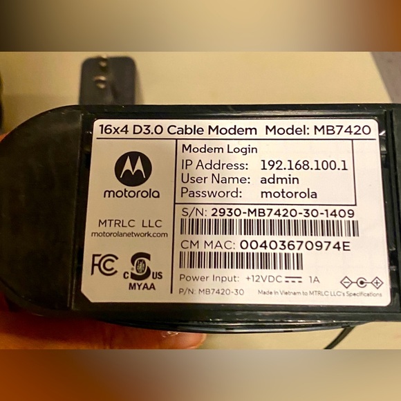 Motorola Cable Modem - Picture 3 of 3